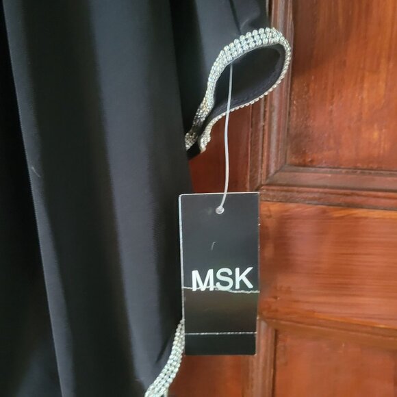 MSK Black RhinestoneTrim Jumpsuit Pantsuit size M NWT - Picture 4 of 9